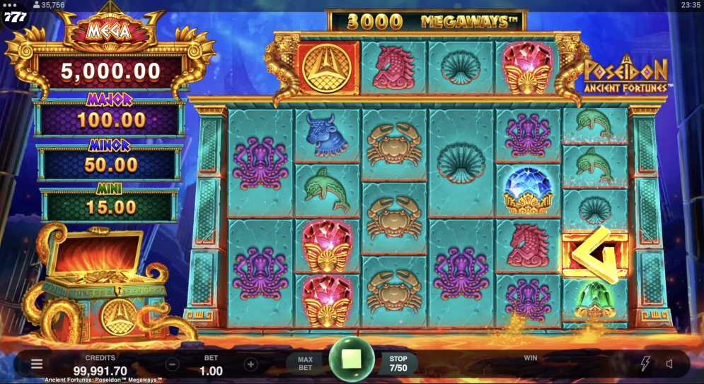 Ancient Fortunes Poseidon Megaways gameplay